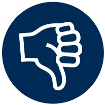 Thumbs down icon on a blue circle background