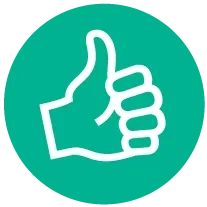 Thumbs up icon on a green circle backround